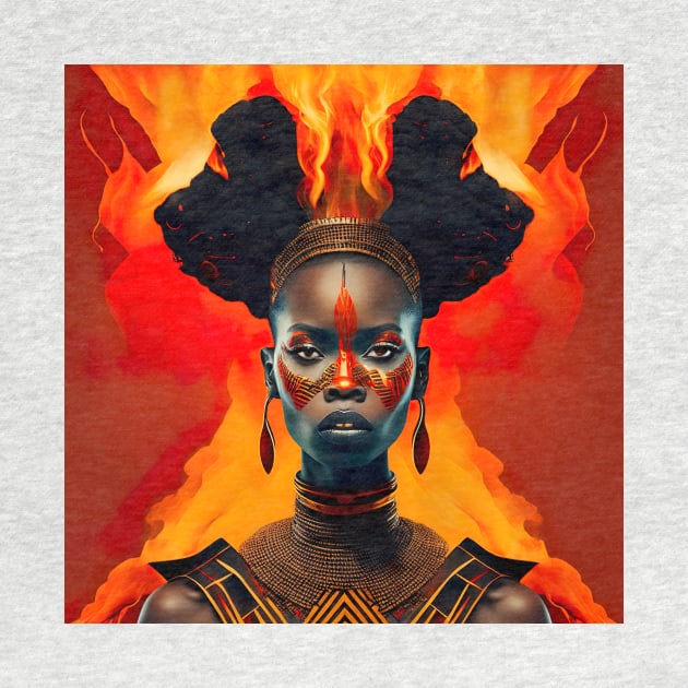 [AI Art] African Princess of Fire Bauhaus Art Style by Sissely